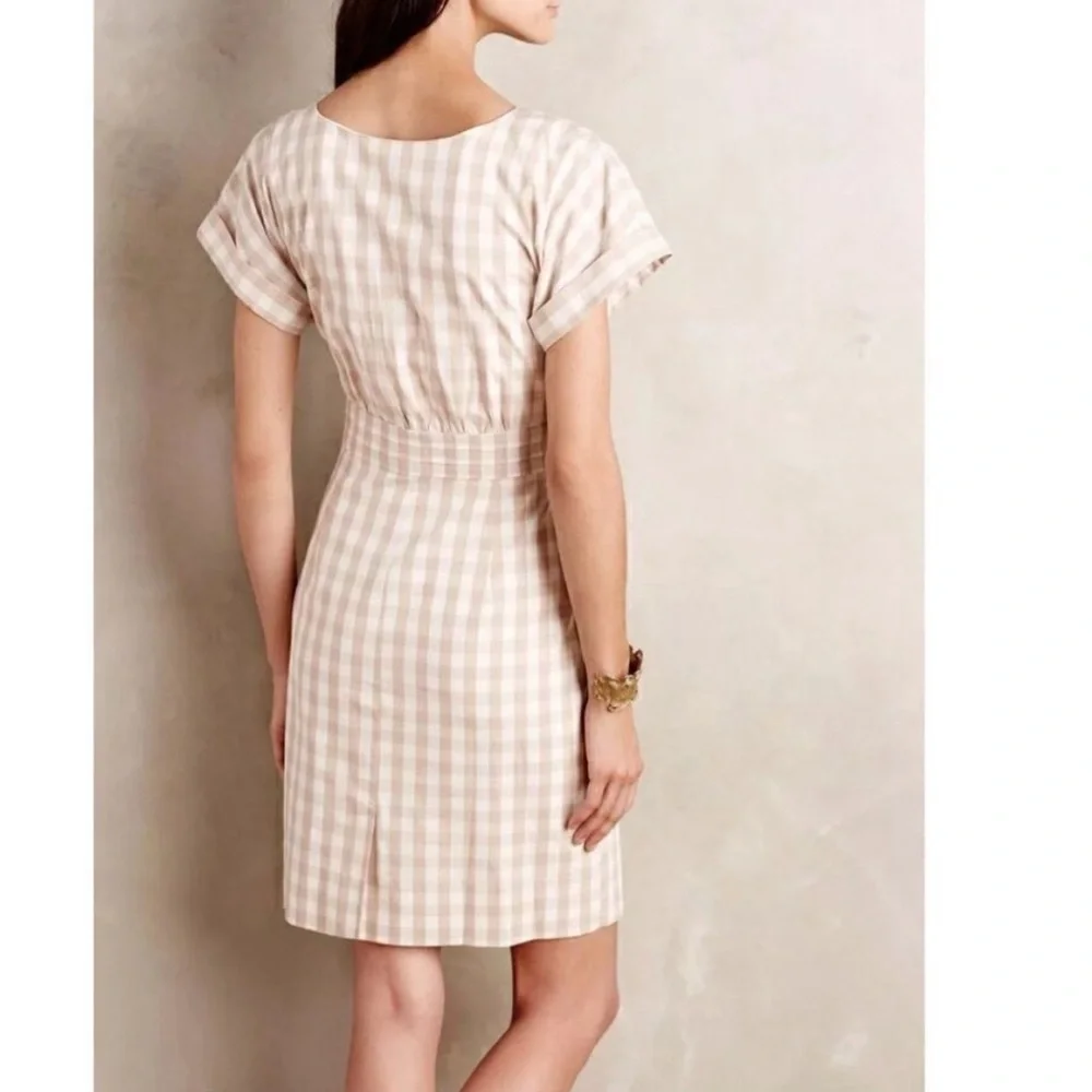 Anthrooplogie HD in Paris Ribboned Poplin Ginham Dress Size 10 - Picture 10 of 10